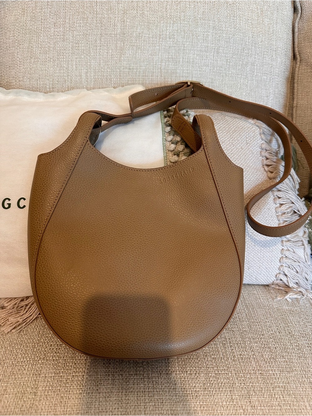 LONGCHAMP LE FOULONNÉ S CROSSBODY BAG Pecan Leather NWT Dustbag